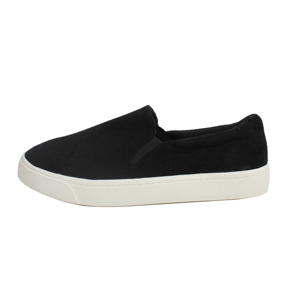 Shoes - Black Elastic White Sole Slip On Loafer